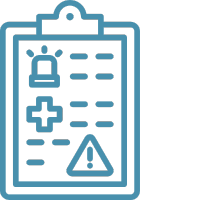 A graphic of a clipboard with little safety icons.